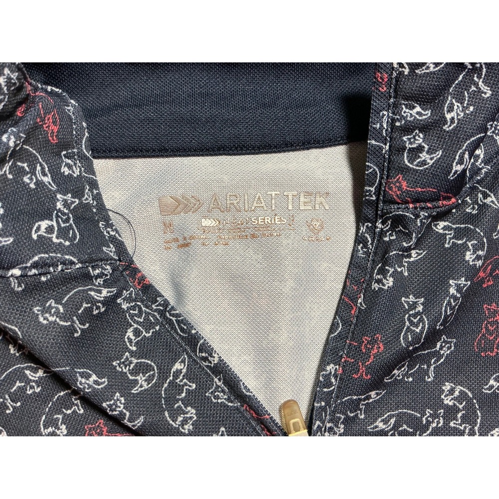 Ariat Women Navy Blue Fox Print AriatTEK Heat Series Quarter Zip Sun Shirt M - Picture 8 of 10